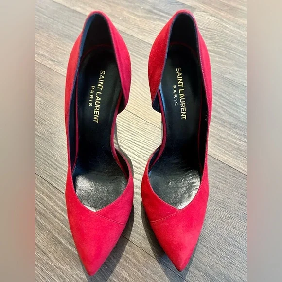 Yves Saint Laurent Shoes Ysl Pumps Red Suede 375 Poshmark